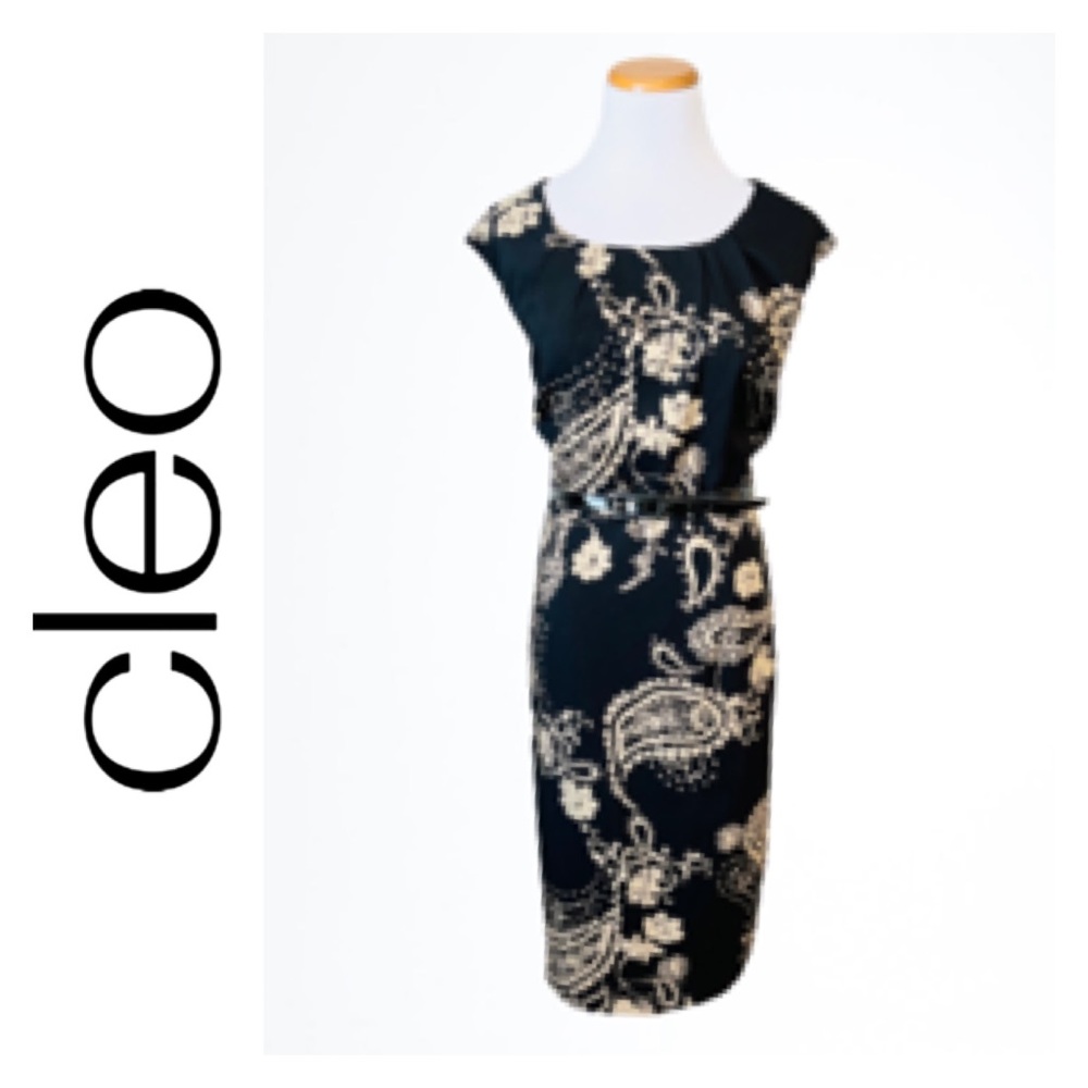 CLEO Paisley Print Belted Shift Dress Size 16/good condition